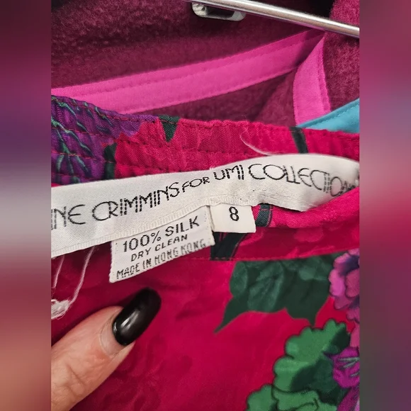 100% SILK Vintage Anne Crimmins Floral Skirt - Picture 3 of 8